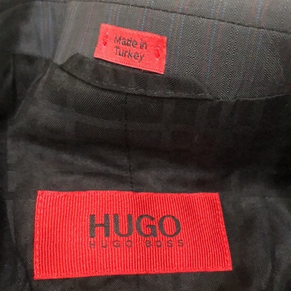 Hugo Boss Aamon Sports Coat Size 38R Dark Gray Blue Striped Wool Blazer - Picture 9 of 11